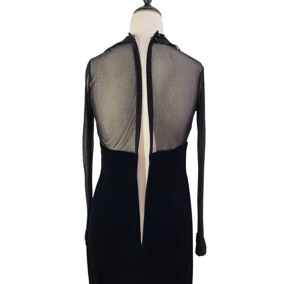 Vintage 90s Jessica McClintock Black Velvet Rhinestone Formal Gown Size 12 USA - Picture 13 of 16